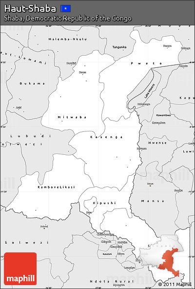 Silver Style Simple Map of Haut-Shaba