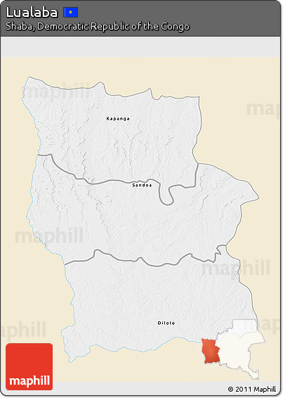 Classic Style 3D Map of Lualaba, single color outside