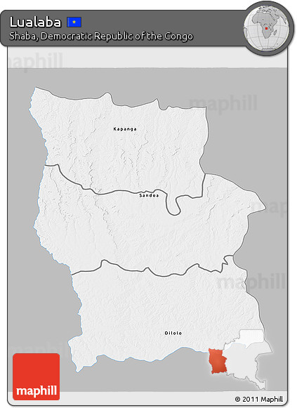 Gray 3D Map of Lualaba, single color outside