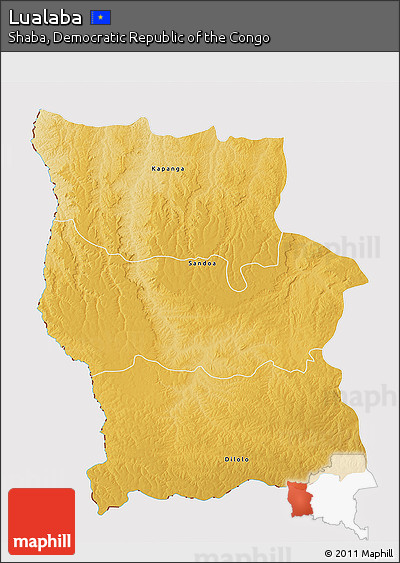 Physical 3D Map of Lualaba, cropped outside