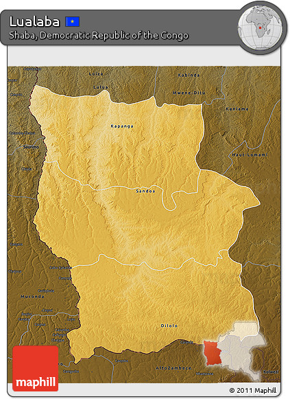 Physical 3D Map of Lualaba, darken