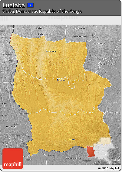 Physical 3D Map of Lualaba, desaturated