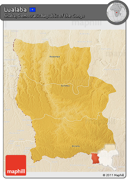 Physical 3D Map of Lualaba, lighten