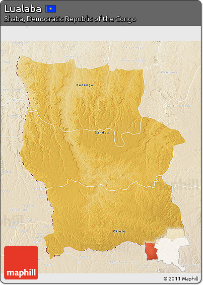 Physical 3D Map of Lualaba, lighten