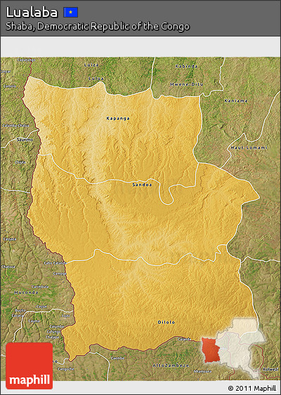 Physical 3D Map of Lualaba, satellite outside