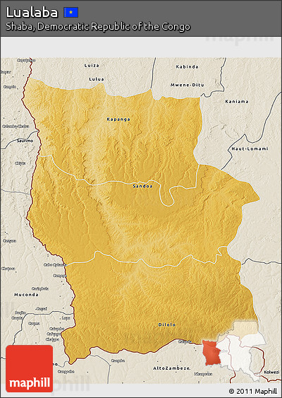 Physical 3D Map of Lualaba, shaded relief outside