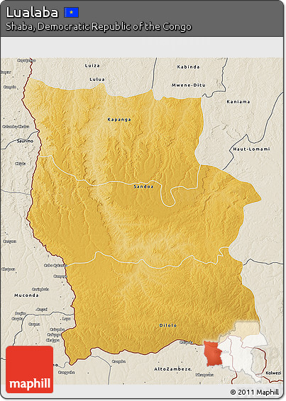 Physical 3D Map of Lualaba, shaded relief outside