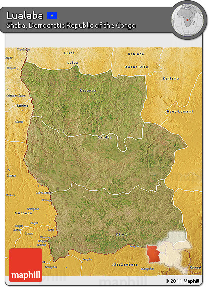 Satellite 3D Map of Lualaba, physical outside