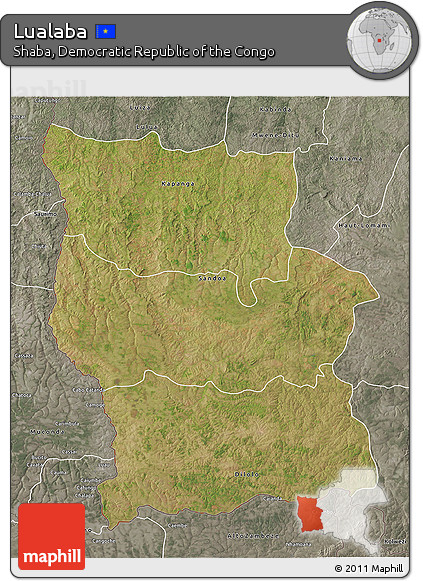 Satellite 3D Map of Lualaba, semi-desaturated