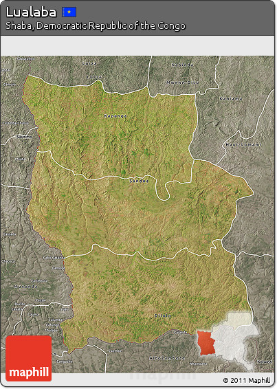 Satellite 3D Map of Lualaba, semi-desaturated