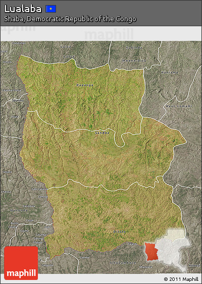 Satellite 3D Map of Lualaba, semi-desaturated