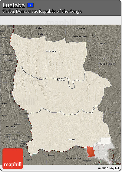 Shaded Relief 3D Map of Lualaba, darken