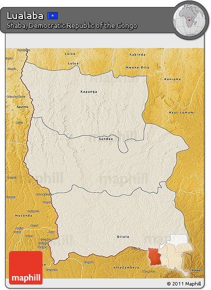 Shaded Relief 3D Map of Lualaba, physical outside