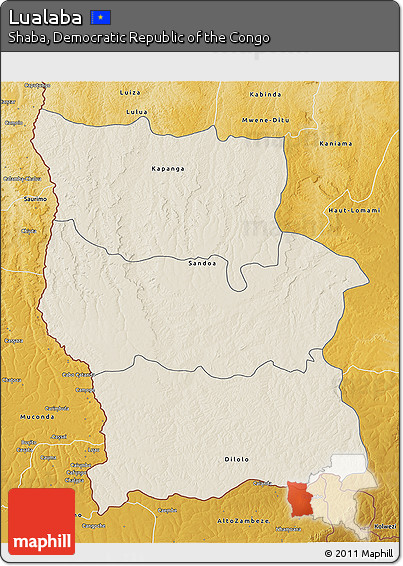 Shaded Relief 3D Map of Lualaba, physical outside