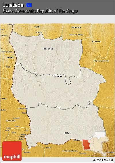 Shaded Relief 3D Map of Lualaba, physical outside