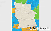 Shaded Relief 3D Map of Lualaba, political outside