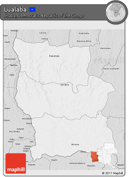 Silver Style 3D Map of Lualaba