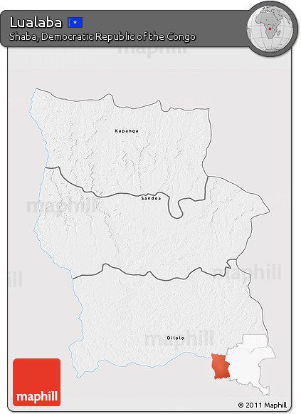 Silver Style 3D Map of Lualaba, single color outside