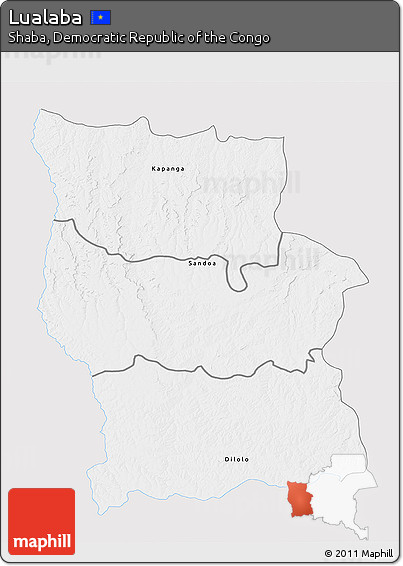 Silver Style 3D Map of Lualaba, single color outside