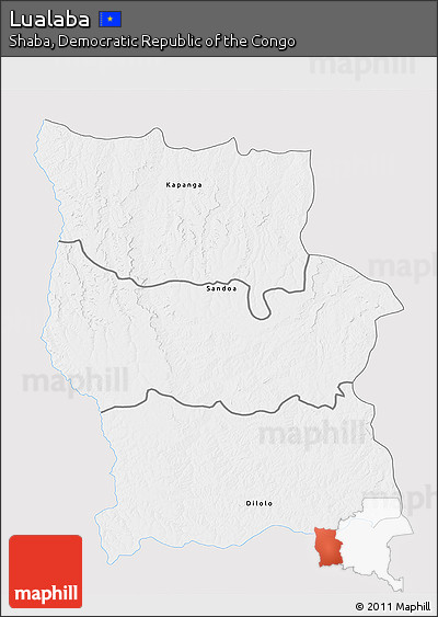 Silver Style 3D Map of Lualaba, single color outside
