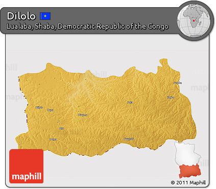Physical 3D Map of Dilolo, cropped outside