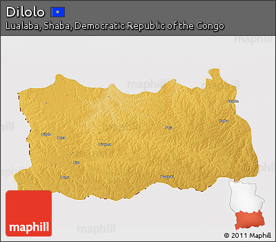 Physical 3D Map of Dilolo, cropped outside