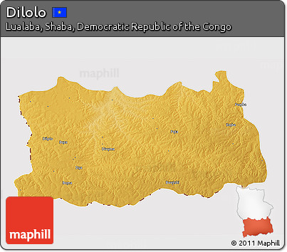 Physical 3D Map of Dilolo, cropped outside