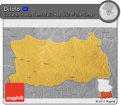 Physical 3D Map of Dilolo, desaturated
