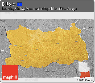 Physical 3D Map of Dilolo, desaturated