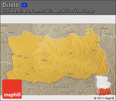 Physical 3D Map of Dilolo, semi-desaturated