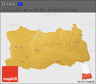 Physical 3D Map of Dilolo, single color outside