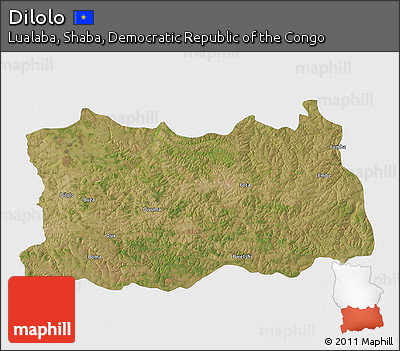 Satellite 3D Map of Dilolo, single color outside