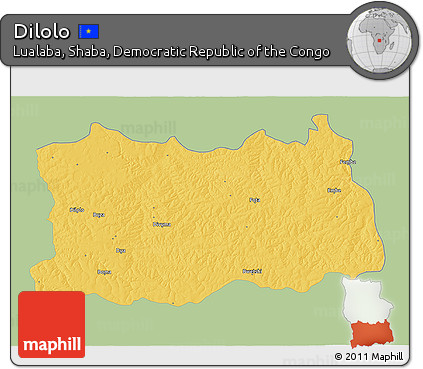 Savanna Style 3D Map of Dilolo, single color outside