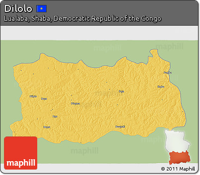 Savanna Style 3D Map of Dilolo, single color outside