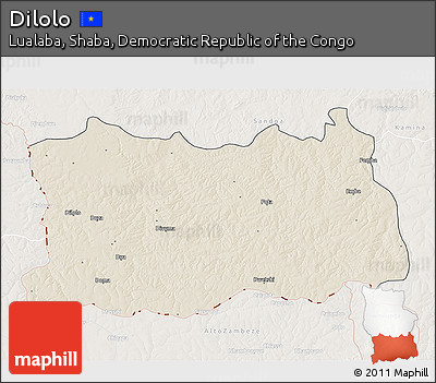 Shaded Relief 3D Map of Dilolo, lighten