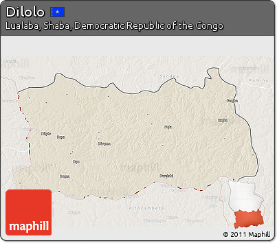 Shaded Relief 3D Map of Dilolo, lighten