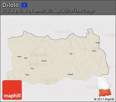 Shaded Relief 3D Map of Dilolo, single color outside