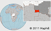 Gray Location Map of Dilolo, highlighted country, highlighted grandparent region, hill shading