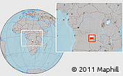 Gray Location Map of Dilolo, highlighted parent region, within the entire country, hill shading