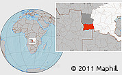Gray Location Map of Dilolo, highlighted parent region, highlighted grandparent region, hill shading