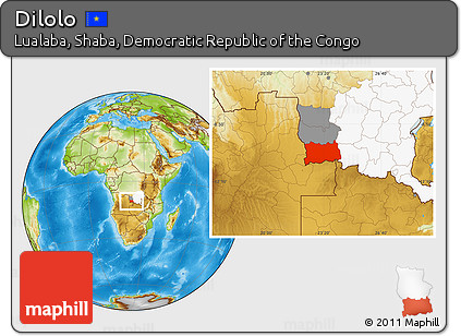 Physical Location Map of Dilolo, highlighted parent region, highlighted grandparent region