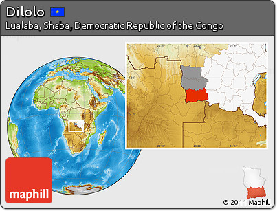 Physical Location Map of Dilolo, highlighted parent region, highlighted grandparent region