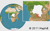 Satellite Location Map of Dilolo, highlighted country, highlighted parent region, within the entire country