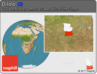 Satellite Location Map of Dilolo, highlighted parent region