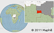 Savanna Style Location Map of Dilolo, highlighted country, highlighted grandparent region, hill shading