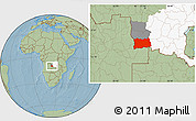 Savanna Style Location Map of Dilolo, highlighted parent region, highlighted grandparent region, hill shading
