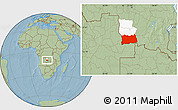 Savanna Style Location Map of Dilolo, highlighted parent region, hill shading
