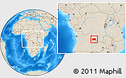 Shaded Relief Location Map of Dilolo, within the entire country