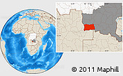 Shaded Relief Location Map of Dilolo, highlighted country, highlighted grandparent region