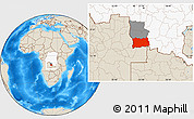 Shaded Relief Location Map of Dilolo, highlighted country, highlighted parent region